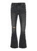 Black Flared Jeans With Crinkled Effect In Stretch Cotton Denim Man