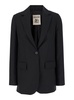 Black Single-breasted Jacket With Notched Revers In Wool Blend Woman