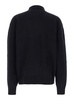 Black Long Sleeve Polo Sweater With A Jacquard In Cotton Blend Man