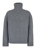 Grey High Neck Sweater In Silk And Wool Woman