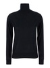 Black High Neck Pullover With Ribbed Trim In Wool Woman