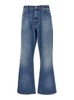 Blue Flared Jeans With Logo Patch On The Rear In Denim Man