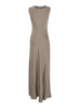 'Montereal' Grey Long Dress With Draped Neck In Satin Woman in Grey