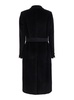 'Jole' Black Double-Breasted Coat with Waist Belt in Alpaca Blend Woman