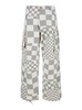 Grey Cargo Jeans With Asymmetric Check Motif In Cotton Denim Man in Grey