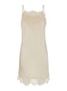 'Chantal' Mini White Dress With Tonal Lace Trim In Silk Woman in Beige