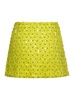 Green Mini Skirt With Crystal All Over In Organza Woman