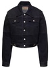 'Mahina' Black Denim Patchwork Jacket With Heart-Shaped Detail In Cotton Woman