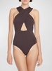 women's kieran maillot espresso brown cut out one piece swimsuit