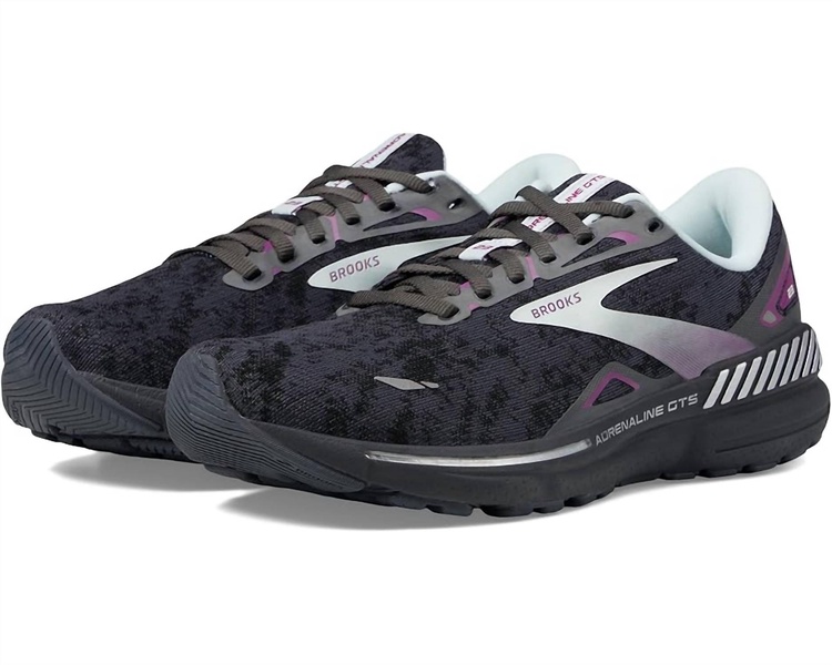 women's adrenaline gts 23 running shoes wide width in black/light blue/purple