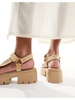 Public Desire Hazard chunky sandals with raffia in natural