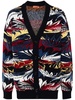 patterned intarsia-knit cardigan