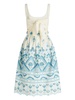 ETRO Chic Blue and White Cotton Blend Dress with Front Tie and Cut-Out Details