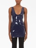 FERRAGAMO Navy Sleeveless Patent Leather Mini Dress