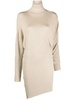 Neutral Gaelys Asymmetric Knitted Dress