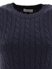 Navy Dazzling Cable Knit Top for Women from Designer Brunello Cucinelli