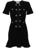 Self Portrait Black Buttoned Knit Mini Dress