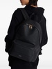 Black Grained Leather Backpack With Monogram