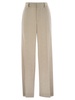 Brunello Cucinelli Wide High Waisted Wool And Cashmere Trousers With Necklace