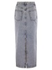 Fabiana Filippi Long Skirt In Marbled Denim