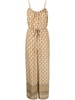 Gold Hawk Printed Silk Jumpsuit