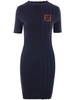 FENDI Elegant Ribbed Cotton Mini Dress in Blue