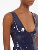 FERRAGAMO Navy Sleeveless Patent Leather Mini Dress