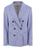 Peserico Wool And Linen Canvas Double Breasted Blazer