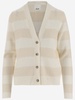 Allude Wool And Cashmere Blend Striped Cardigan