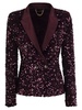 Elisabetta Franchi Double Breasted Jacket In Chenille Embroidered With Sequins