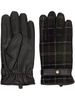 check-pattern leather gloves