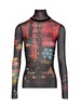 Jean Paul Gaultier Mesh Top Longsleeve Printed "Pigalle" Clothing