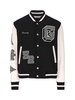 Patches And Embroidery Bomber Jacket Casual Jackets, Parka White/Black