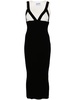 Bicolor Rib Knit Sleeveless Strappy Maxi Dress