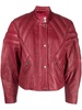 Padded paneled leather biker jacket 