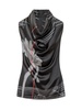 Ferragamo Graphic Printed Draped-Neck Sleeveless Top