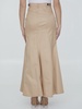 BURBERRY Cotton Gabardine High-Waisted Long Skirt - Beige