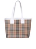 BURBERRY Chic Tan Check Canvas Tote with Leather Accents and Removable Clutch, Small - FW23