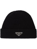 Prada Black Wool And Cashmere Cap With Logo Men