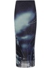 Jean Paul Gaultier Mesh Long Skirt Printed "Pigalle" Clothing