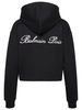 Balmain Cropped Hoodie With Flocked Logo