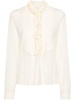 ruffle-detal semi-sheer blouse