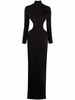 open-back high-neck cut-out evening gown