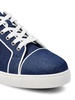 Varsijunior Leather-Trimmed Embroidered Denim Sneakers