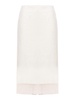 Midi White Double Layer Skirt In Cotton And Linen Woman