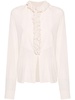 ruffle-detal semi-sheer blouse