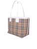 BURBERRY Chic Tan Check Canvas Tote with Leather Accents and Removable Clutch, Small - FW23