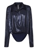 Metallic Blue Boyfriend Body Shirt