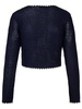 Self-Portrait Navy Cotton Blend Cardigan