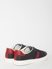 'Gucci Ace' Black Low Top Sneakers with Web Detail GG Supreme Canvas Man